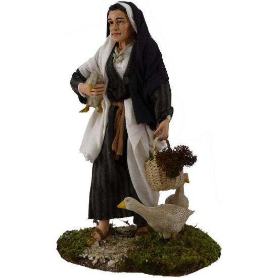 Vieja con gansos 30 cm Mundo Pesebre