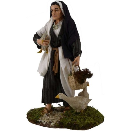Vieja con gansos 30 cm Mundo Pesebre