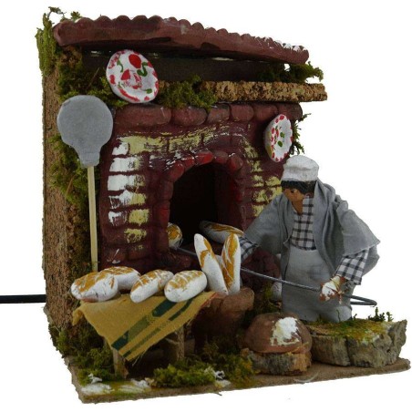 Panadero en movimiento 10 cm con fuego Mundo Pesebres