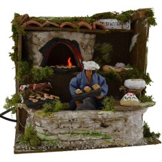 Pasticcere in movimento 10 cm con fuoco Mondo Presepi