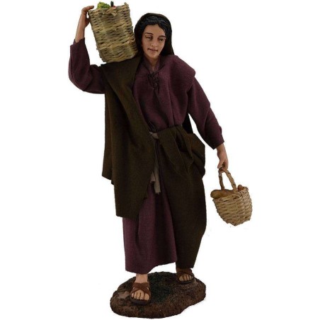 Mujer con cestas 30 cm Mundo Pesebres