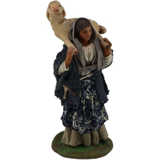 Shepherdess with sheep on the shoulders 12 cm