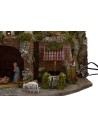 Nativity scene with fountain-fire and lights complete with