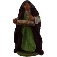 Woman with basket of bread 10 cm
