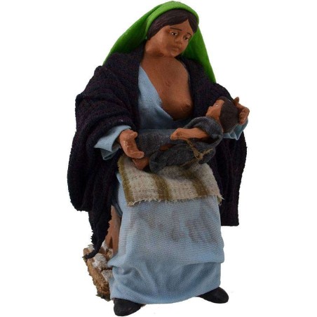 Mujer amamantando al niño 16 cm Mundo Pesebre