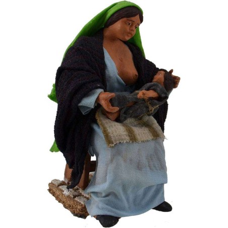 Mujer amamantando al niño 16 cm Mundo Pesebre