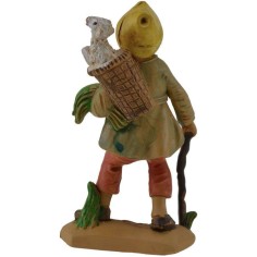 12 Cm Shepherd with sheep in the basket 2