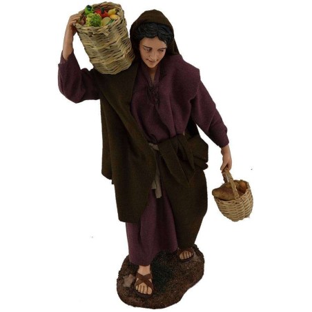 Mujer con cestas 30 cm Mundo Pesebres