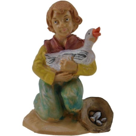 6 cm Pastor con oca en PVC lux Mundo Pesebres