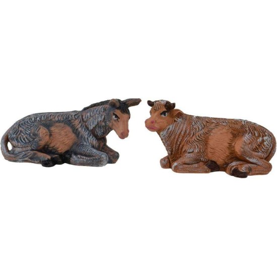 6 cm Juego de buey y burro en PVC lux Mondo Presepi