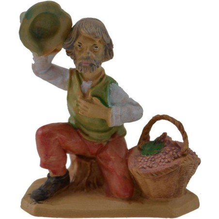 6 cm Pastore con uva in pvc lux Mondo Presepi