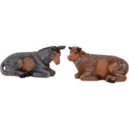 6 cm color Set ox and donkey in pvc