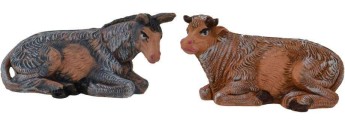 6 cm color Set ox and donkey in pvc
