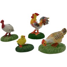 Conjunto de 4 animales de corral en PVC Mondo Presepi