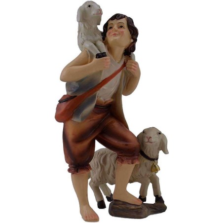 15 cm Boy with sheep resin