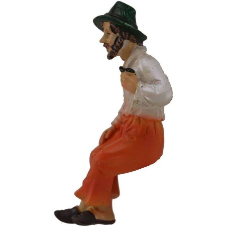 9 cm Uomo seduto in resina Mondo Presepi