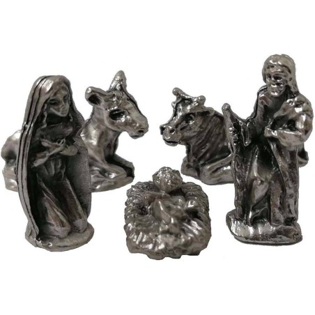 Nacimiento de metal 1,6 cm 5 figuras Mundo Pesebres