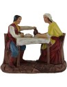 Uomo e donna al tavolo 8 cm in resina Mondo Presepi