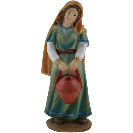 Mujer con ánfora de 15 cm en resina Mondo Presepi