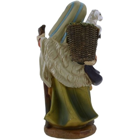 Woman with lamb in the basket 15 cm in resin