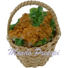 Cesta de mimbre con uvas blancas ø 2,5 cm Mundo Pesebre