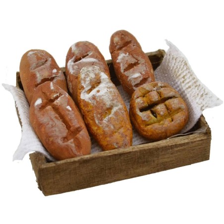 Cassetta con tovaglia e pane cm 4x3 Mondo Presepi