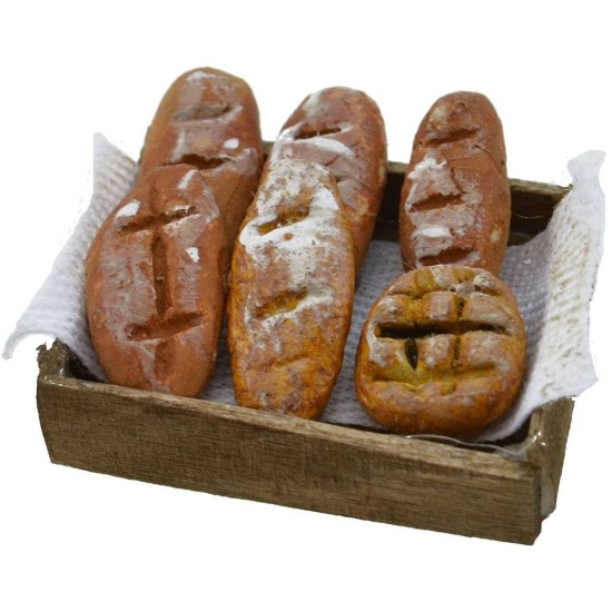 Cassetta con tovaglia e pane