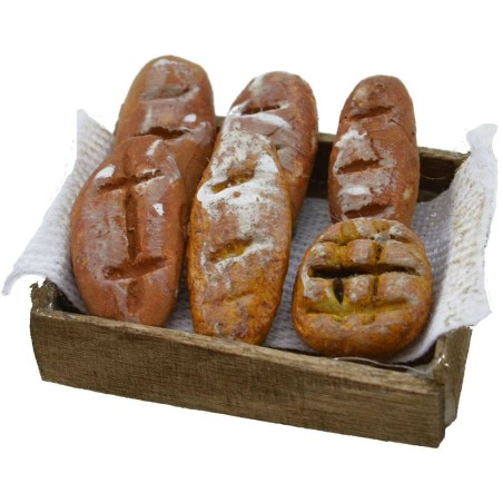 Cassetta con tovaglia e pane