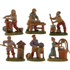Conjunto de 6 artesanos para belén de 4 cm