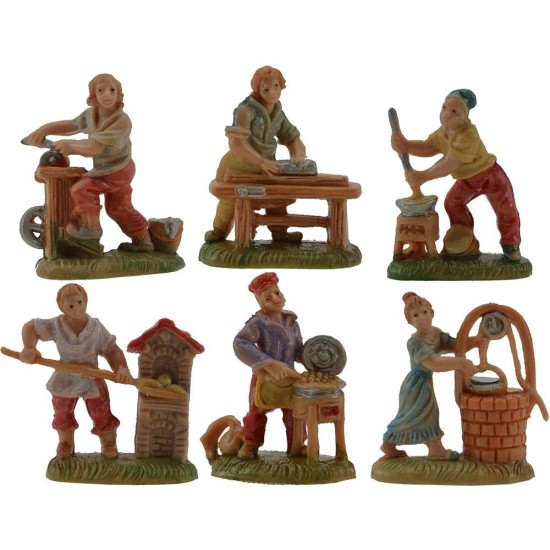 Set 6 artigiani presepe 4 cm