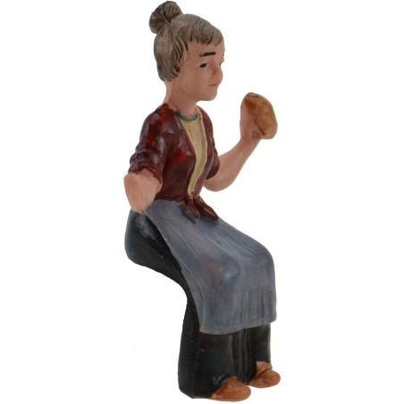 Seated woman with bread 7 cm