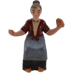 Donna seduta con pane 7 cm Mondo Presepi