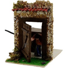 Woman 8 cm opening the door on the move cm 17x11x13 h.