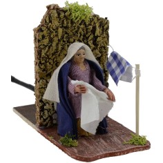 Donna 8 cm in movimento stende i panni Mondo Presepi