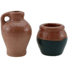 Set of 2 glazed amphoras cm 2.5 h. 