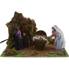 Natività cm 8 in movimento cm 20x18x12 h. Mondo Presepi