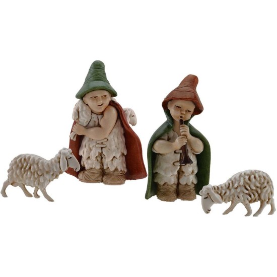 Juego de 2 estatuas y 2 ovejas para belén infantil 7 cm Landi