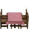 Wooden table cm 7,3x5x3,7 h. with 4 chairs
