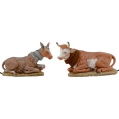 Ox and donkey in motion Fontanini for statues 30 cm