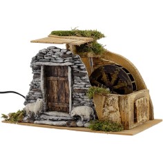 Molino de agua funcional para belén de 32x17x20 cm h. 2