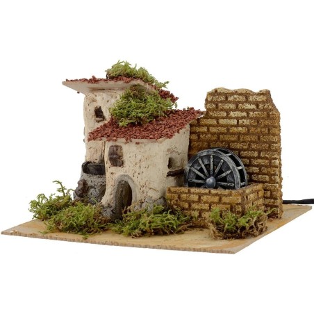 Mulino elettrico con case cm 25x20x14 h. Mondo Presepi