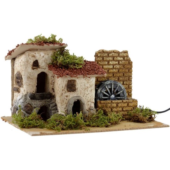 Mulino elettrico con case cm 25x20x14 h. Mondo Presepi