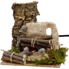 Fuoco per presepe funzionante con legna cm 15x15x14 h. Mondo