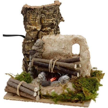 Fuoco per presepe funzionante con legna cm 15x15x14 h. Mondo