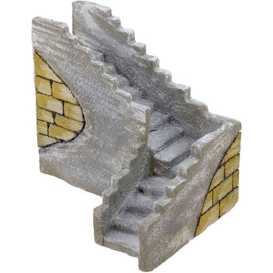 Escalera de esquina izquierda para pesebre de 23x17x14 cm de altura. Mundo