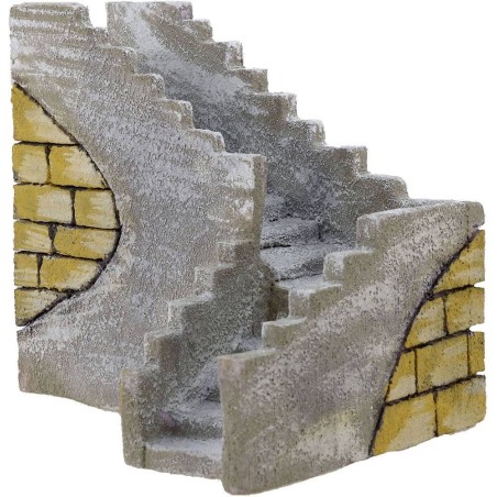 Escalera de esquina izquierda para pesebre de 23x17x14 cm de altura. Mundo
