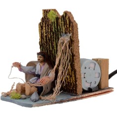 Cucitore di rete 8 cm in movimento presepe cm 14x7x10 h. Mondo