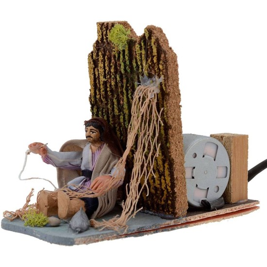 Cucitore di rete 8 cm in movimento presepe cm 14x7x10 h. Mondo
