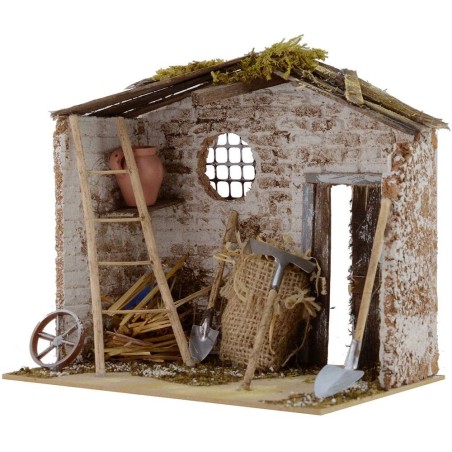 Almacén de herramientas para belén de 20x14x18 cm h.
