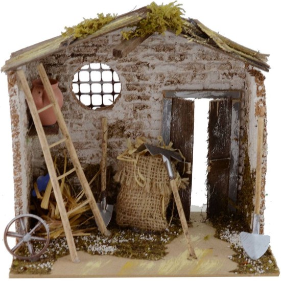 Almacén de herramientas para belén de 20x14x18 cm h.
